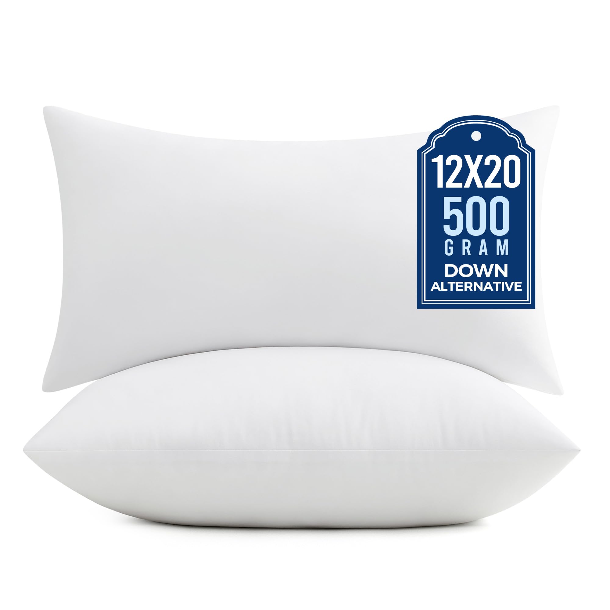 Puredown 12x20 pillow insert with plush down-alternative fill for lasting loft.