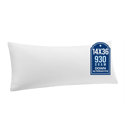 Puredown 14x36 pillow insert side view shows plush loft for sofa decor.