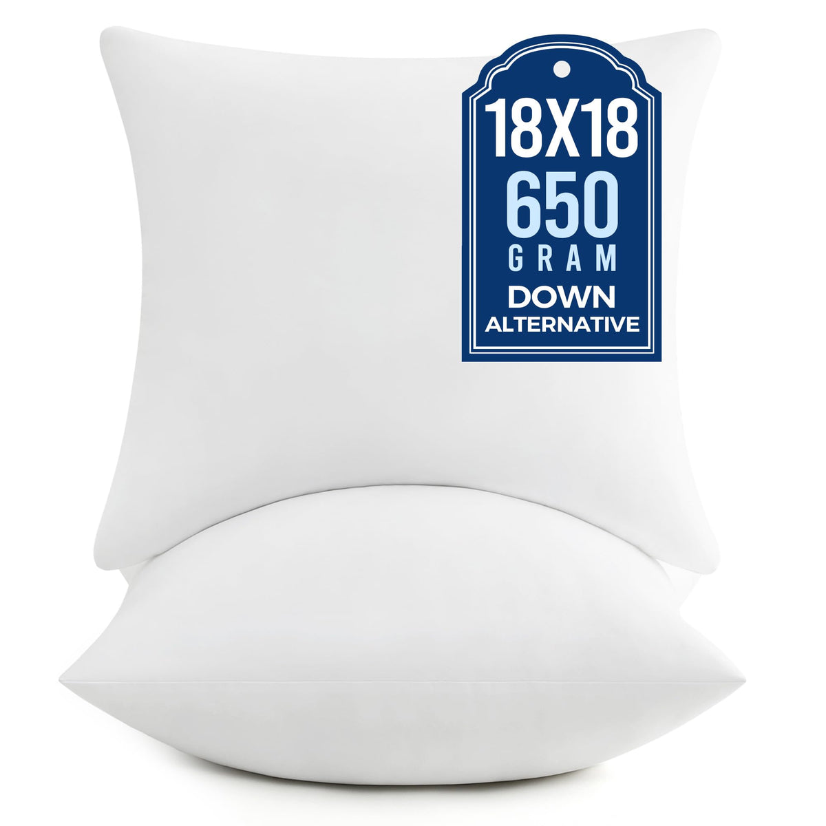 puredown 18x18 pillow insert shown in decorative arrangement for couch comfort