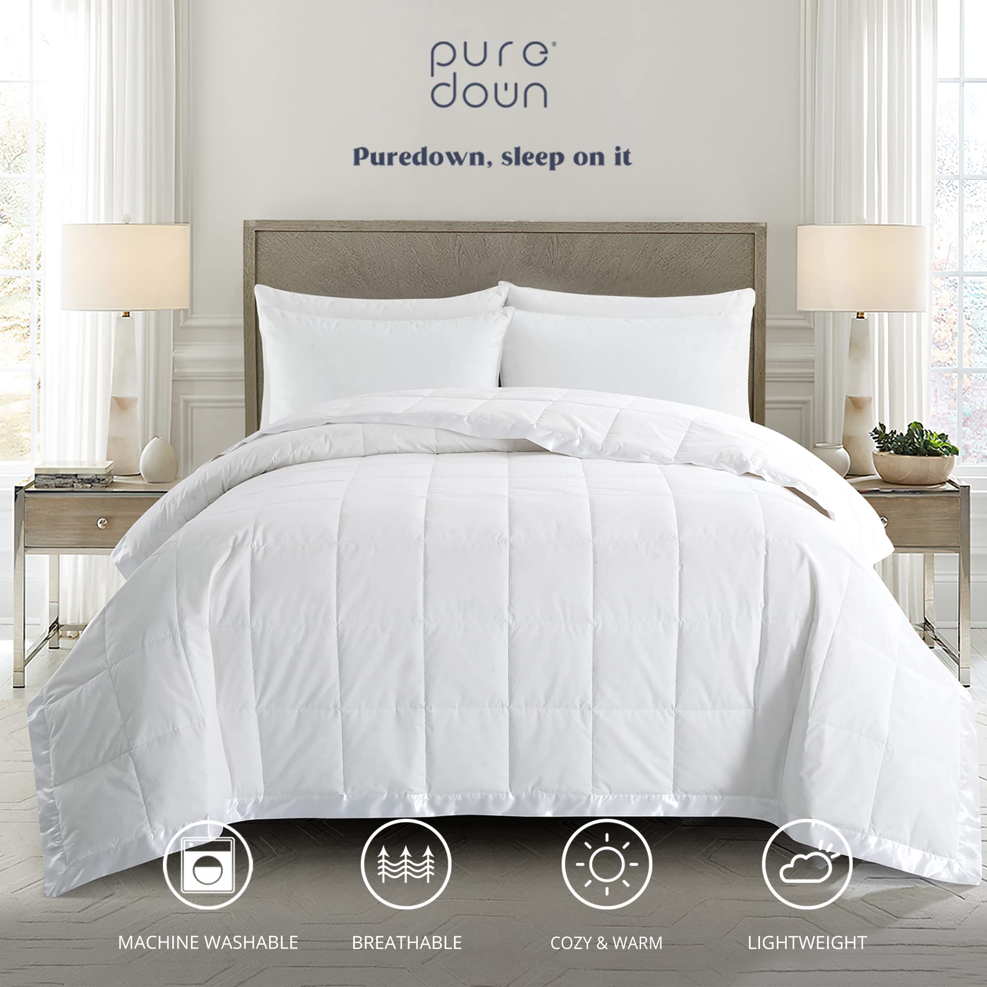 Puredown loft close-up shows fluffy micro-fill fibers.