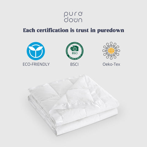 Puredown blankets box-stitch construction ensures even fill and durable performance.