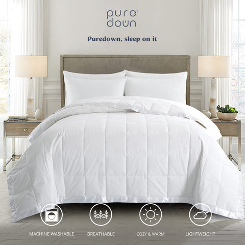 Puredown blankets lightweight-breathable comfort supports restful sleep throughout the year.