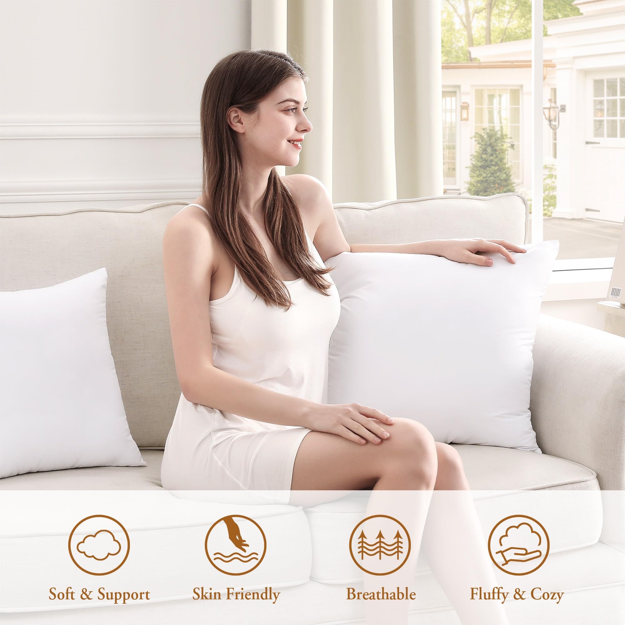Puredown decorative pillow inserts fit a wide range of covers.