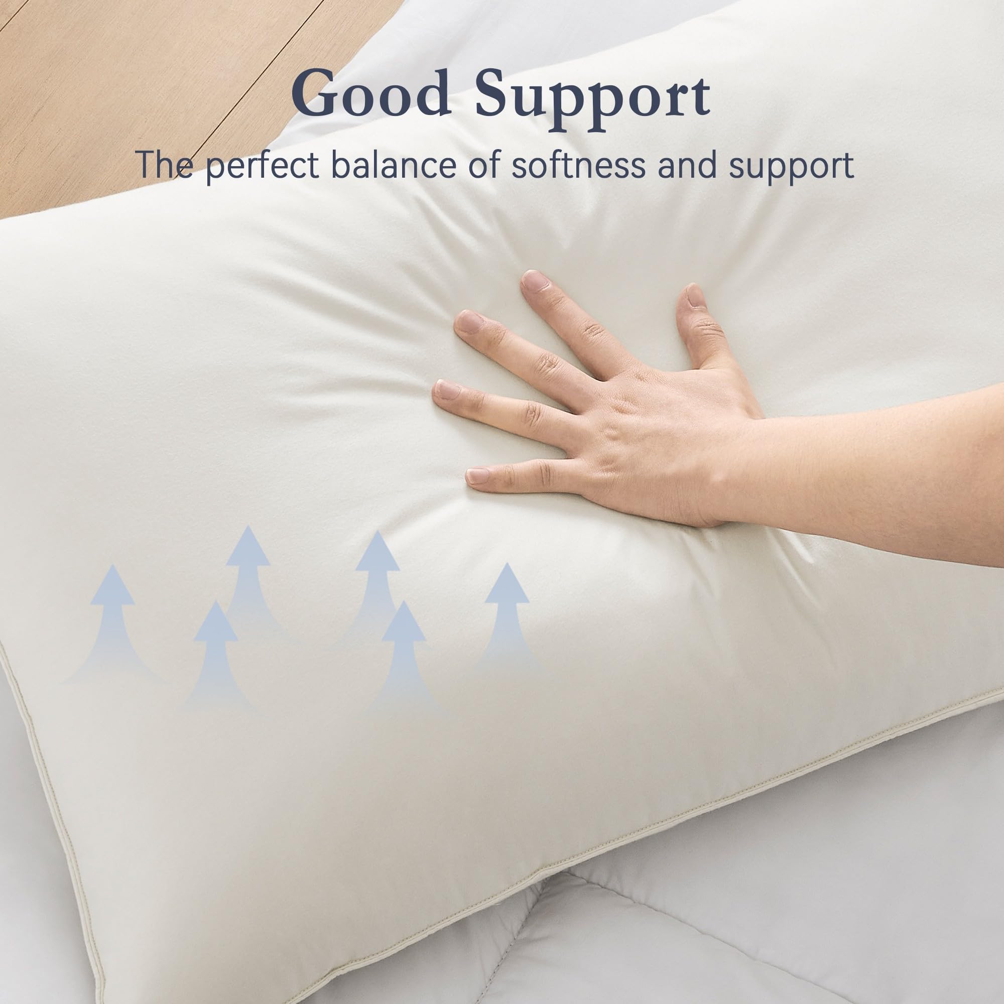 Puredown double stitched edge pillow construction demonstrates durability