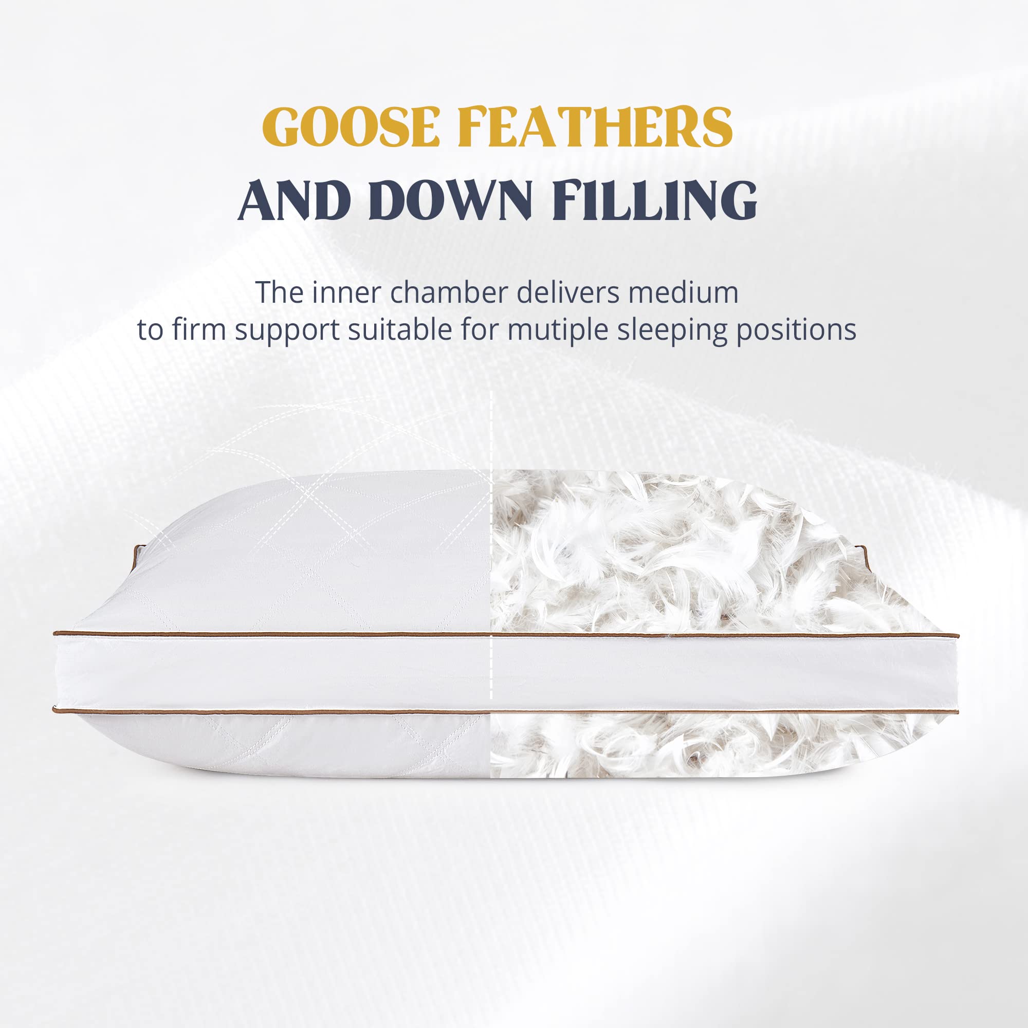 Puredown down-feather stuffing detail highlights loft rebound and plush support in use