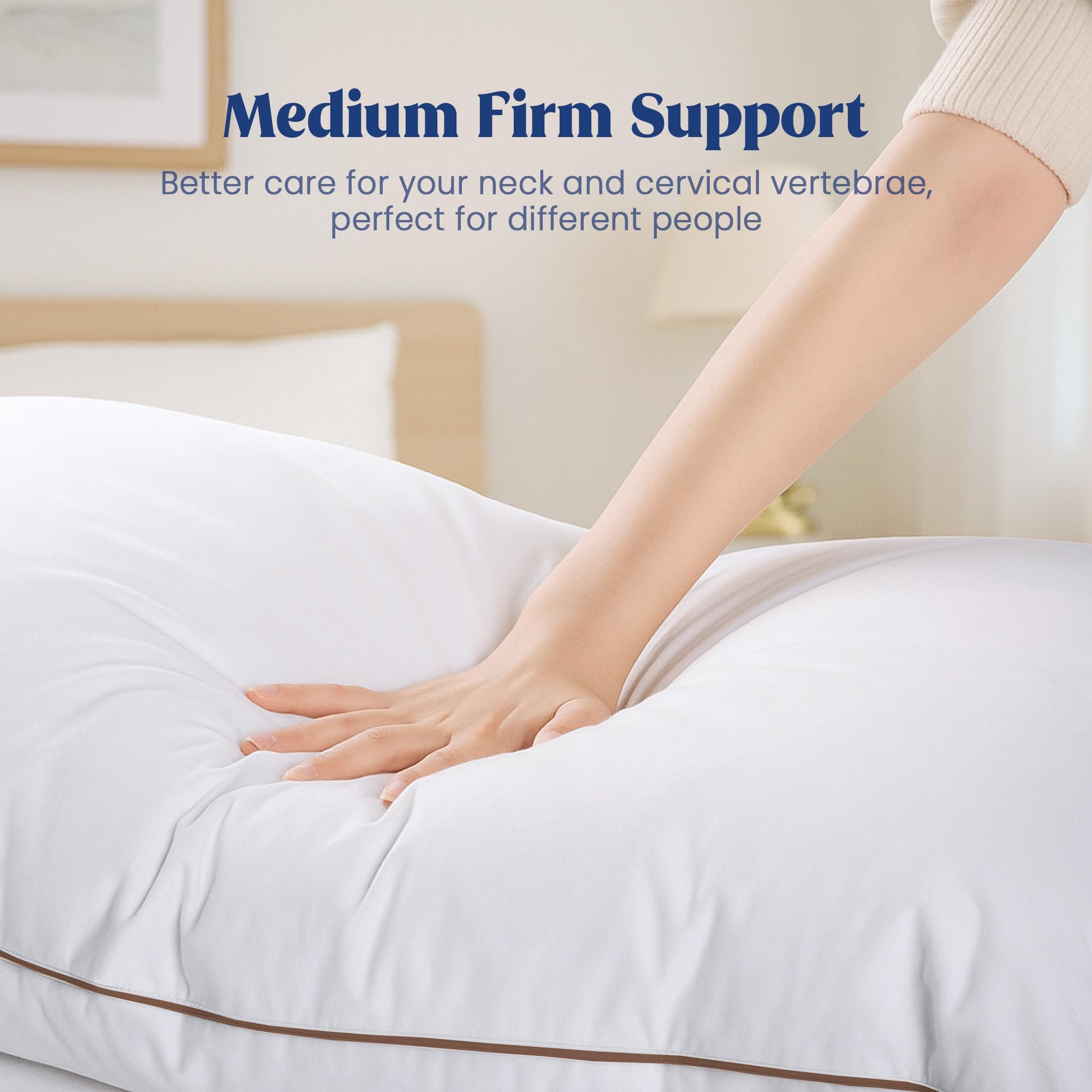 Puredown pillow edge with piping demonstrates durable construction for long-lasting use