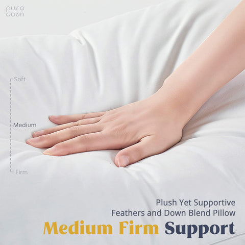 puredown goose feathers and down pillow side view illustrating balanced loft for multiple sleep positions