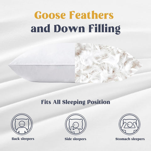 puredown goose-feathers-down pillow close-up fabric texture on white cotton cover for breathable sleep.