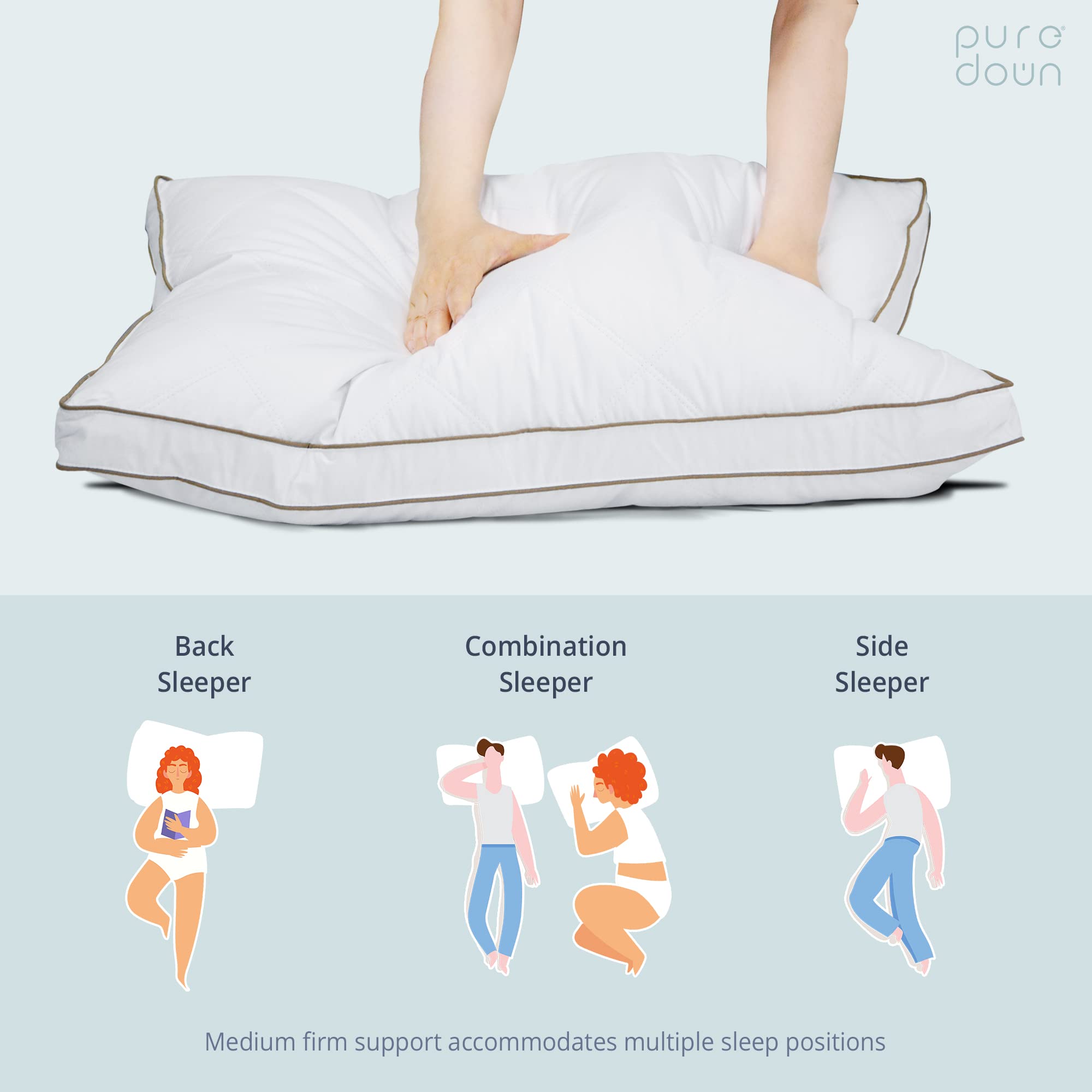 Puredown hotel-collection pillow-bedroom-scene evokes hotel luxury at home.