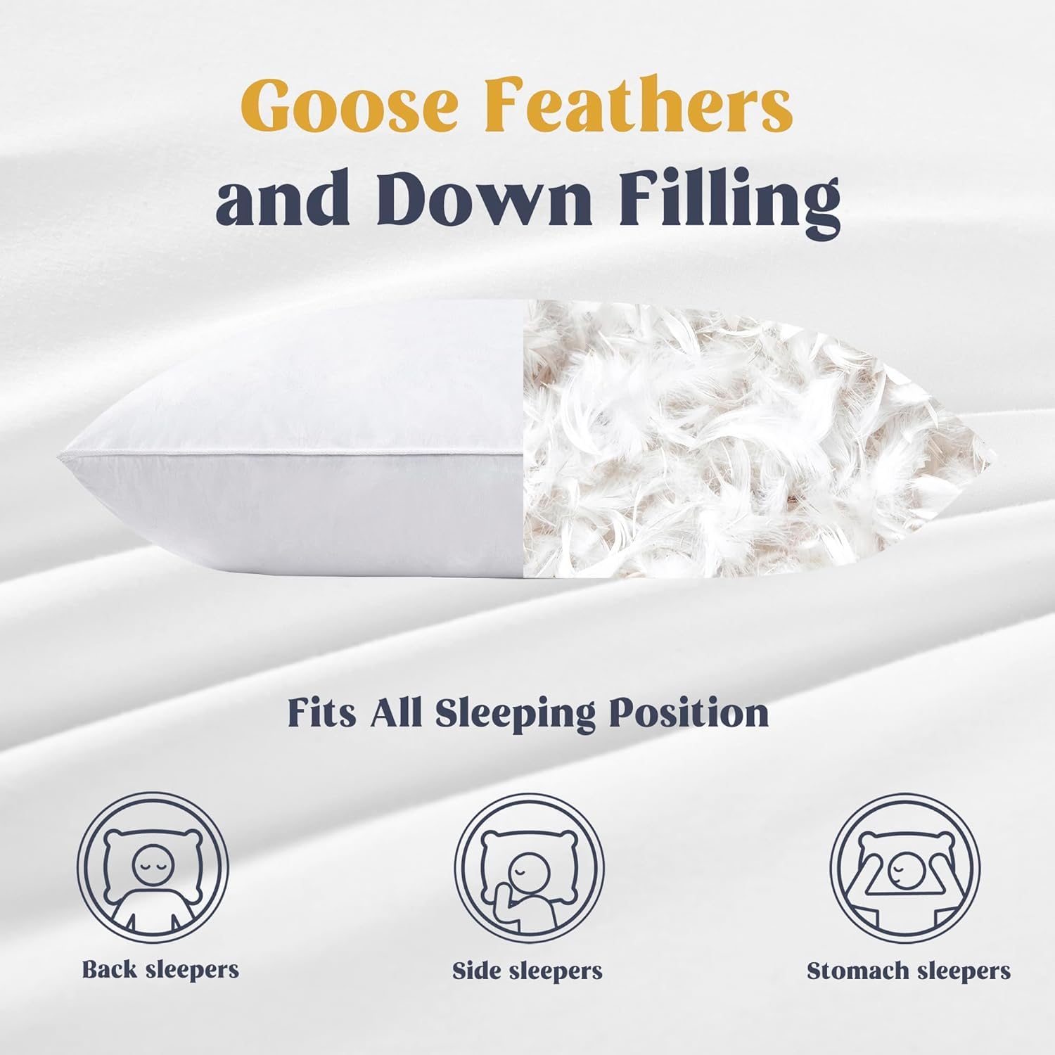 Puredown pillow with 100% cotton cover—closeup highlights breathable, skin-friendly fabric.