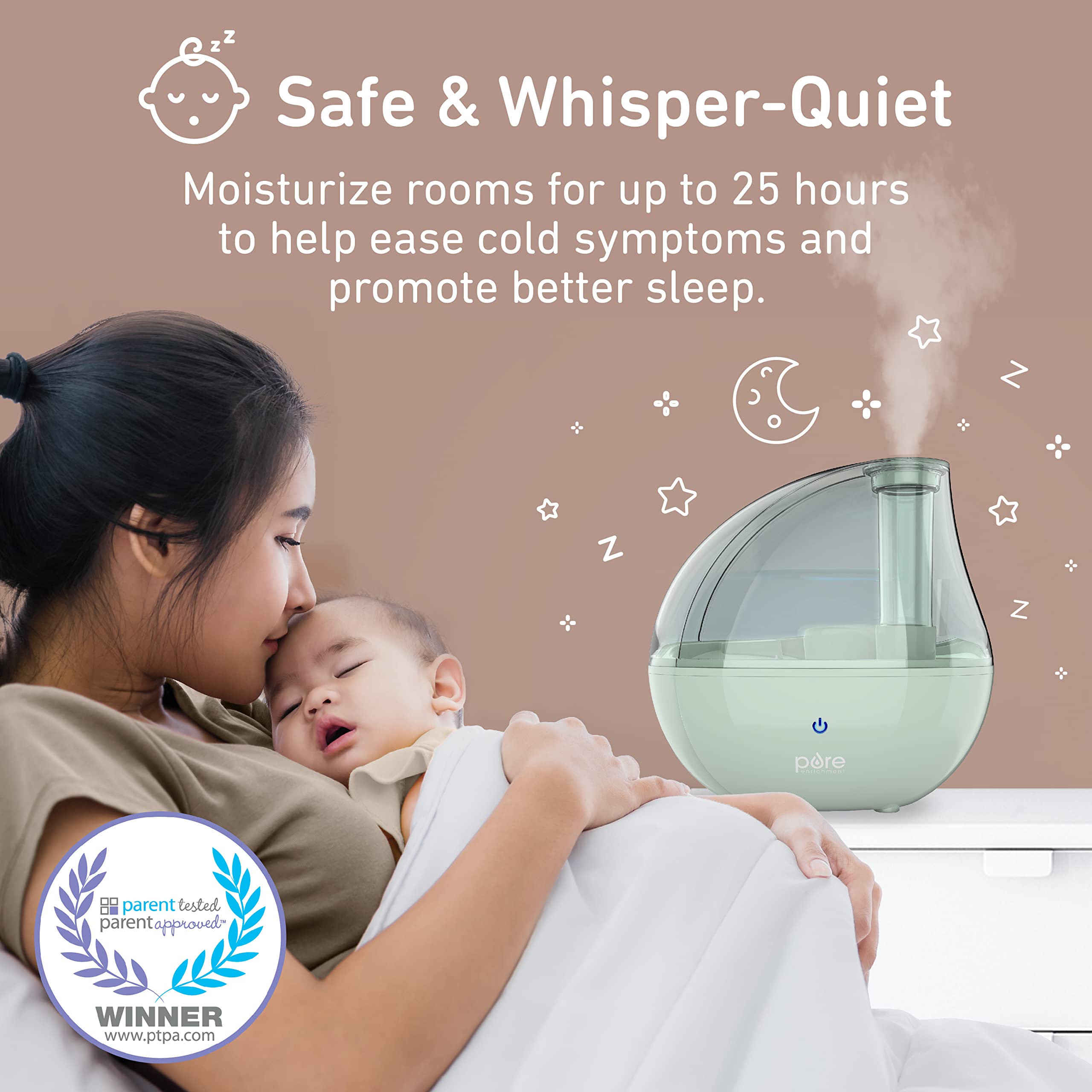 PureEnrichment PureBaby 2-in-1 design for humidification and lighting.
