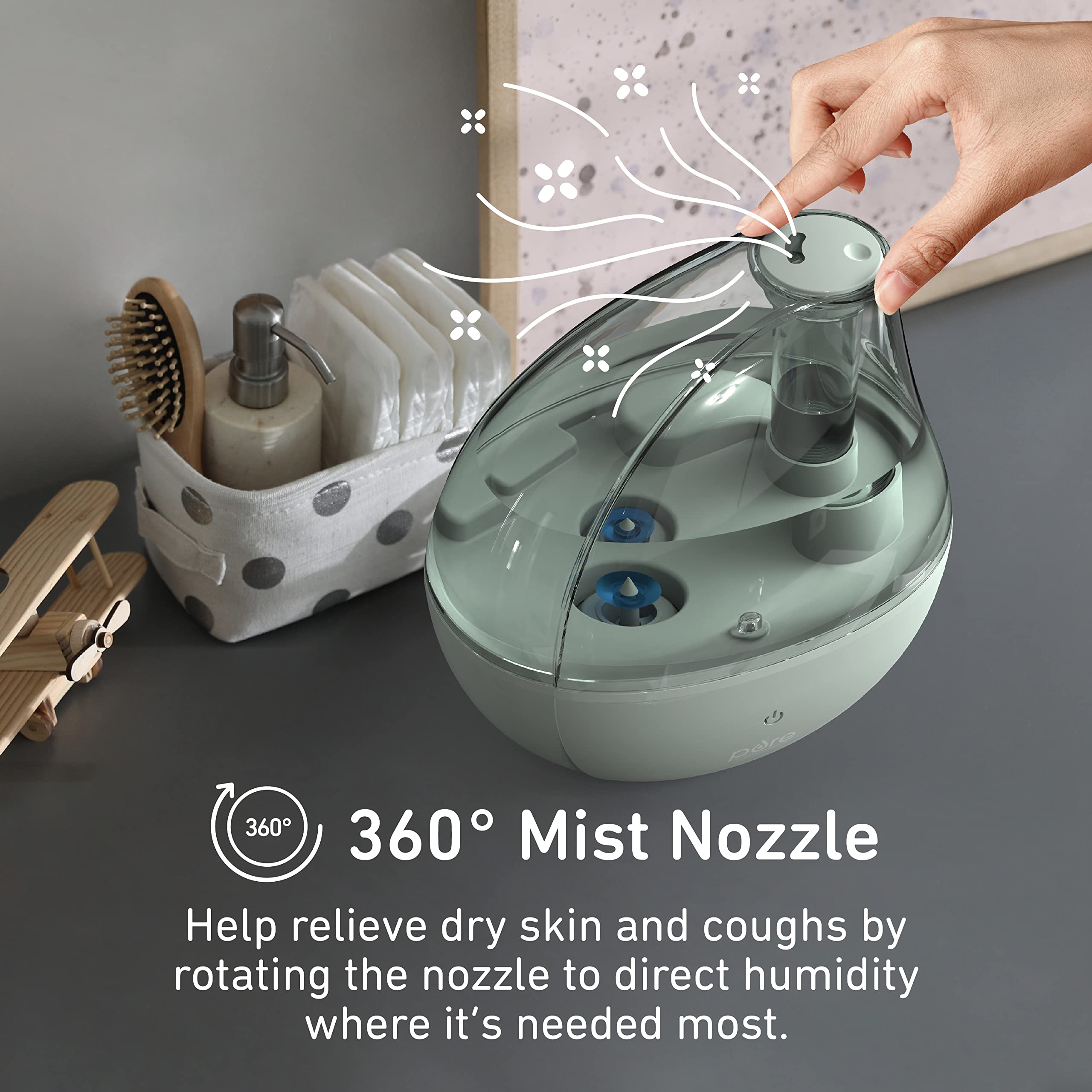 PureEnrichment PureBaby adjustable low and high mist settings.