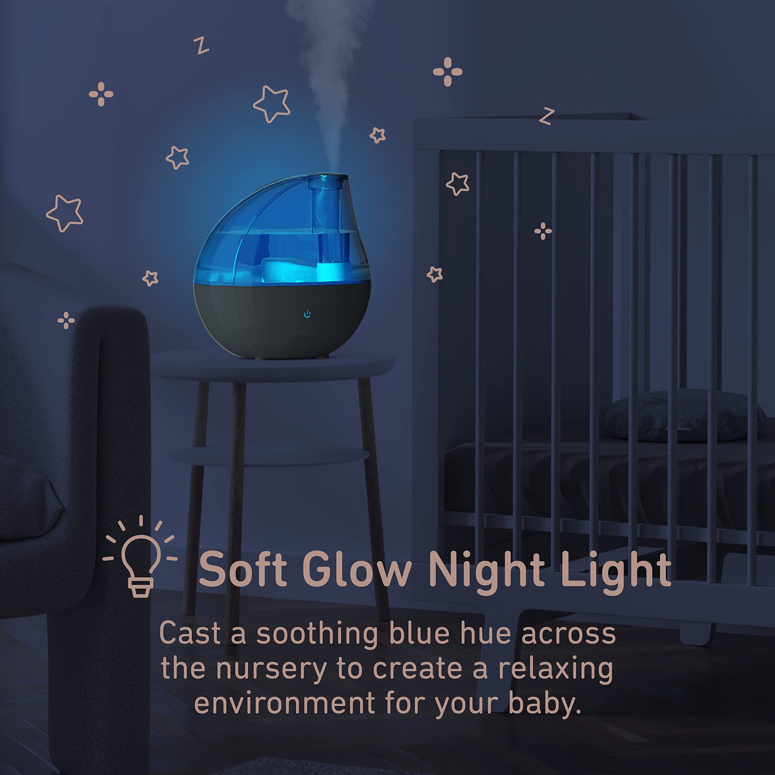 PureEnrichment PureBaby soft glow night light creates calming bedtime ambiance.