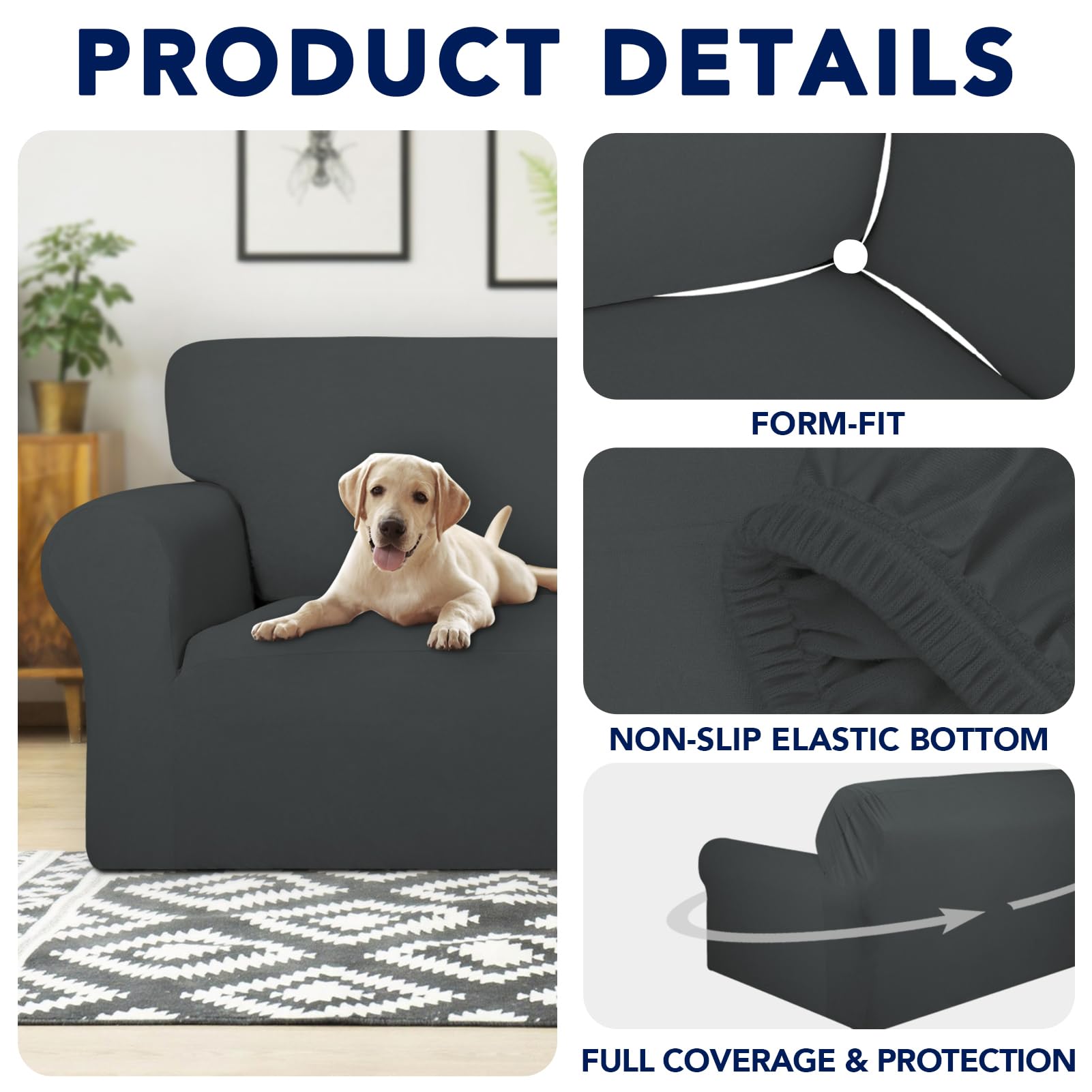 PureFit foam anchors between cushions secure a snug, wrinkle-free fit