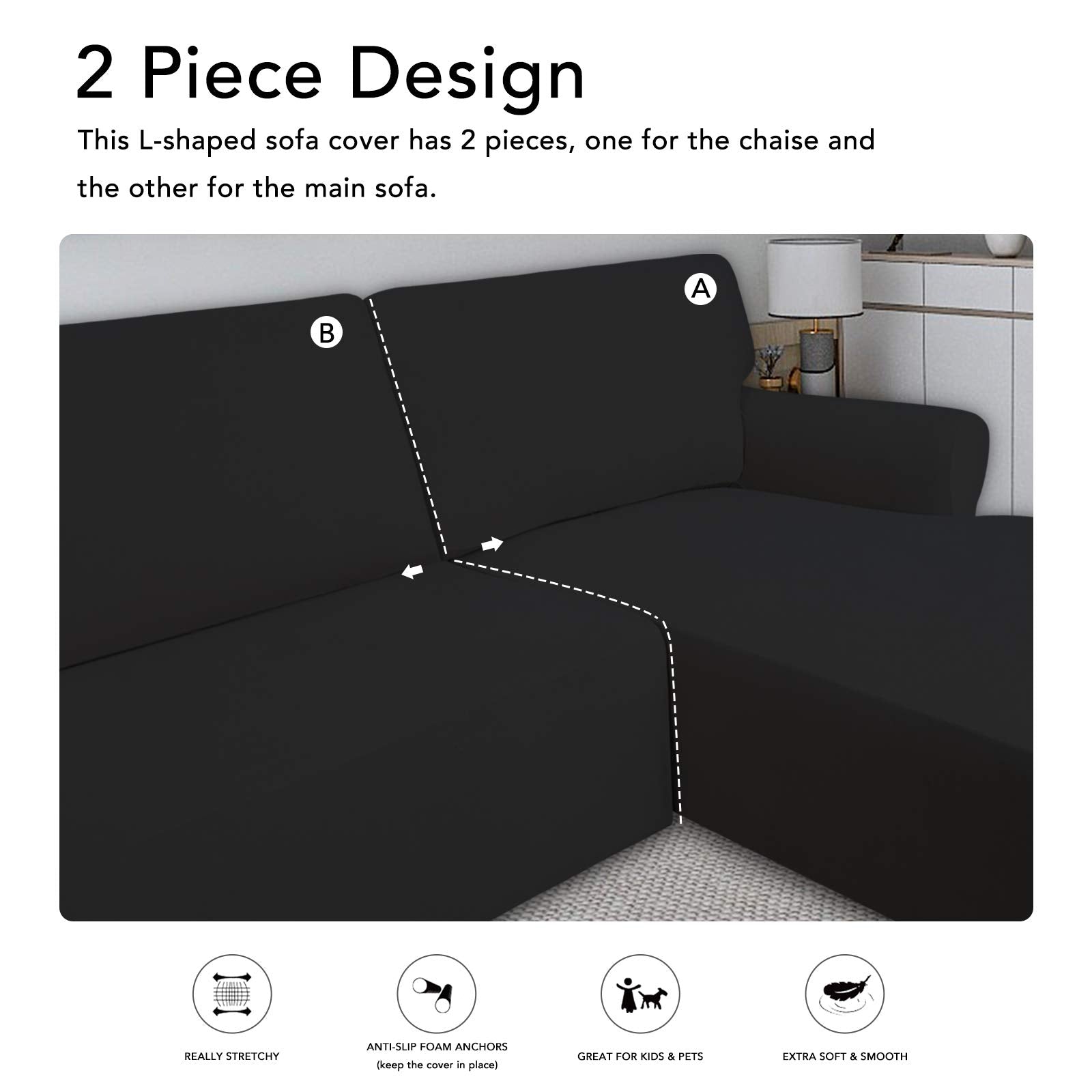 PureFit cover is kid- and pet-friendly, protecting the couch from accidents.