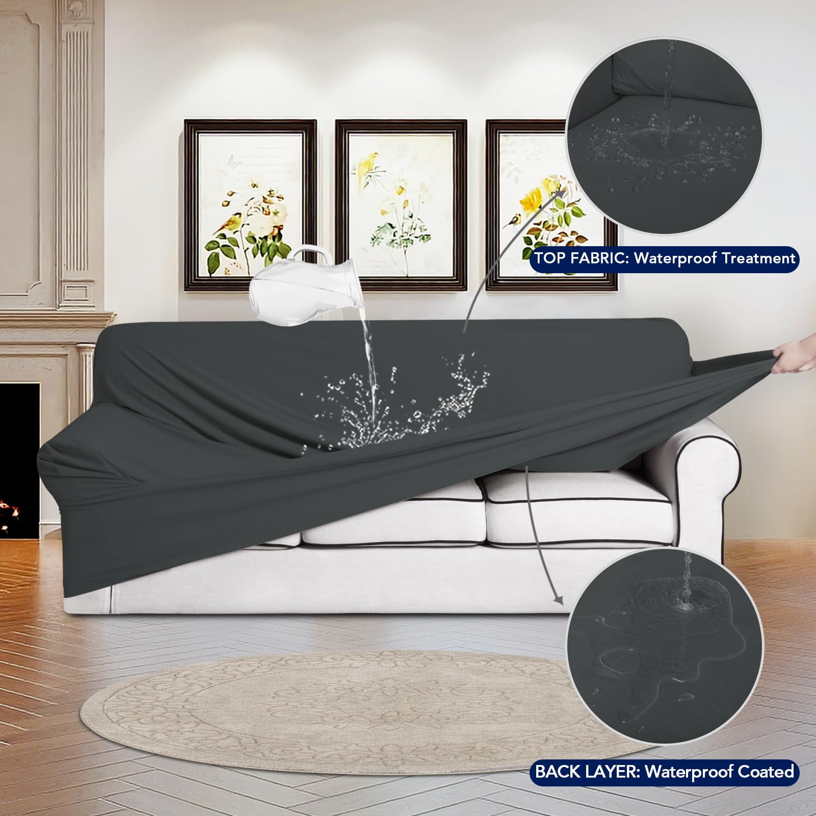 PureFit non-slip elastic bottom detail helps keep the cover in place