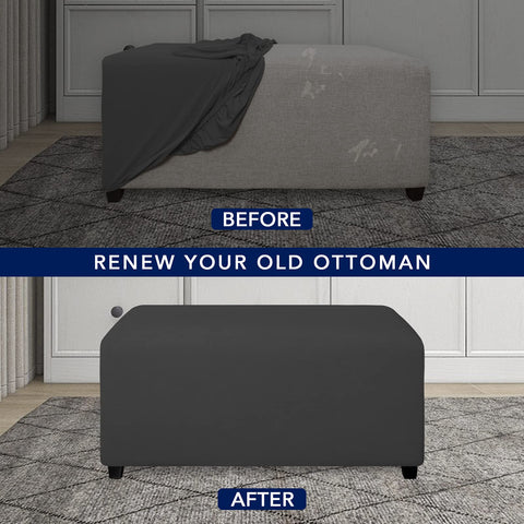 PureFit ottoman slipcover easy install for quick setup