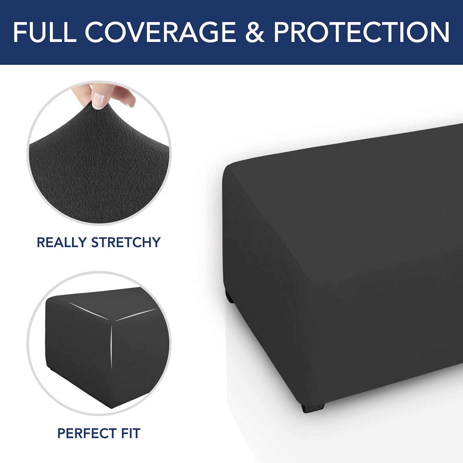 PureFit rectangle ottoman slipcover for large coverage
