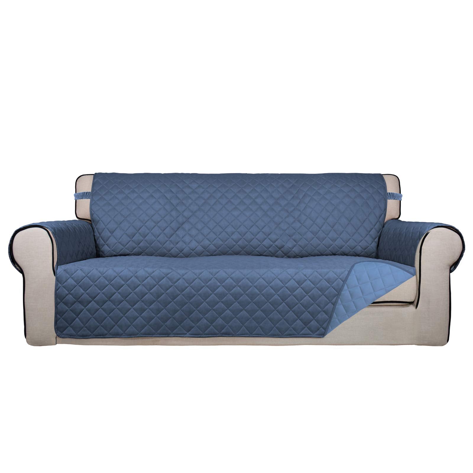 PureFit Reversible Quilted Sofa Cover in dark blue durable and plush