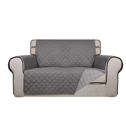 PureFit reversible quilted sofa cover in gray with dual color option protects and refreshes your loveseat.