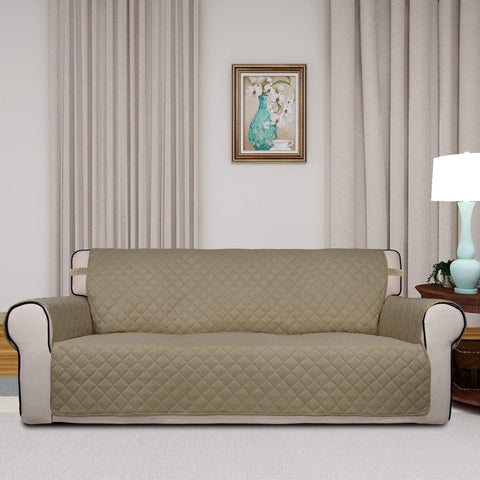 PureFit reversible sofa cover side view highlights secure wrinkle-free fit.