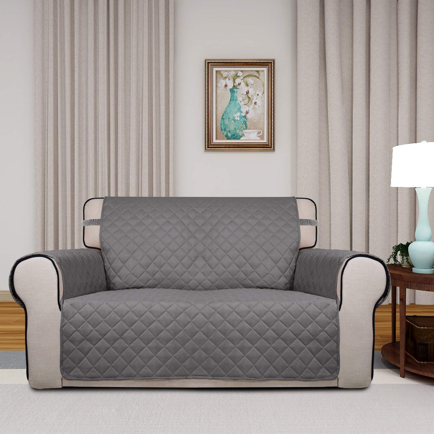 PureFit water-resistant sofa protector shields your loveseat from spills and messes.