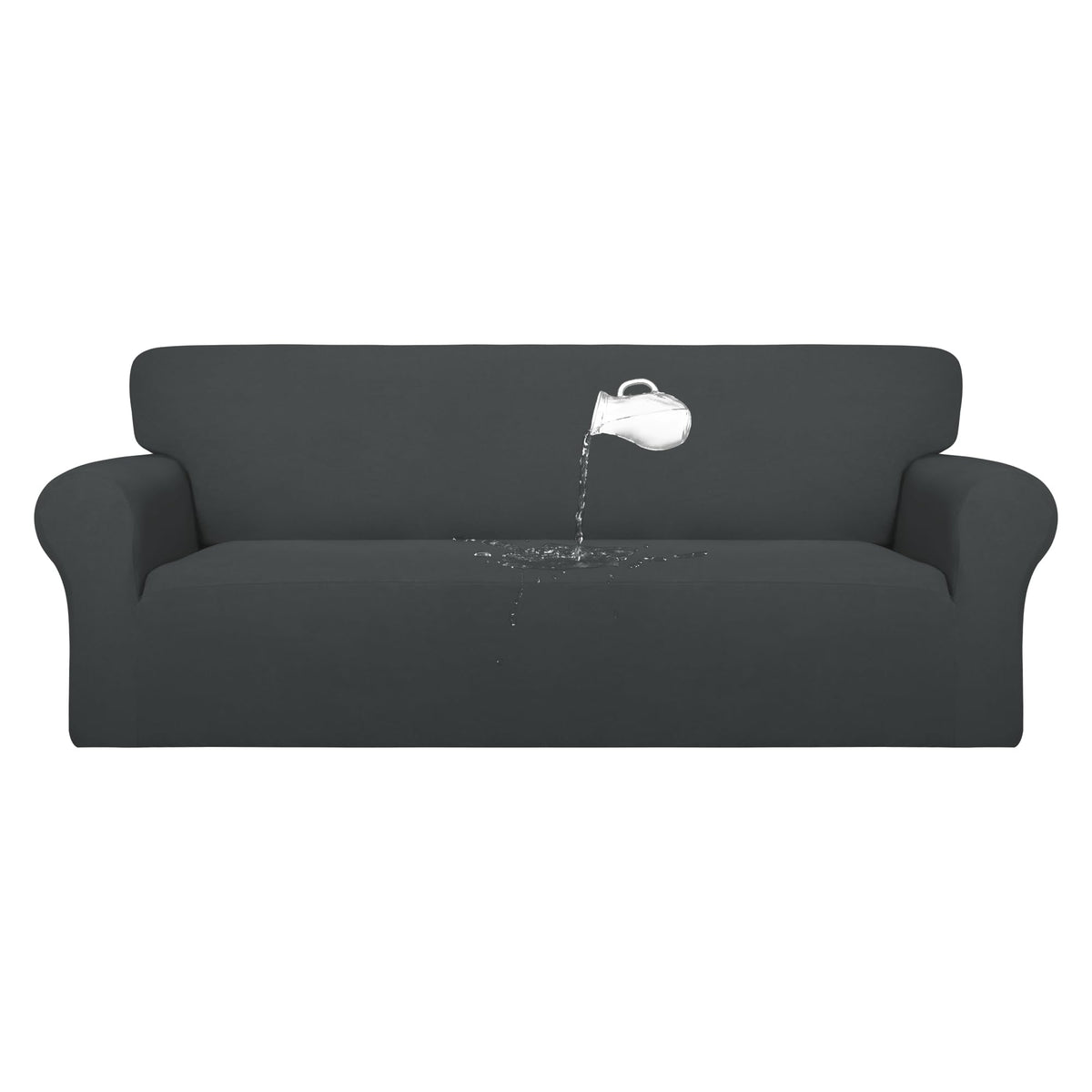 PureFit waterproof couch cover on sofa provides full three-seater protection