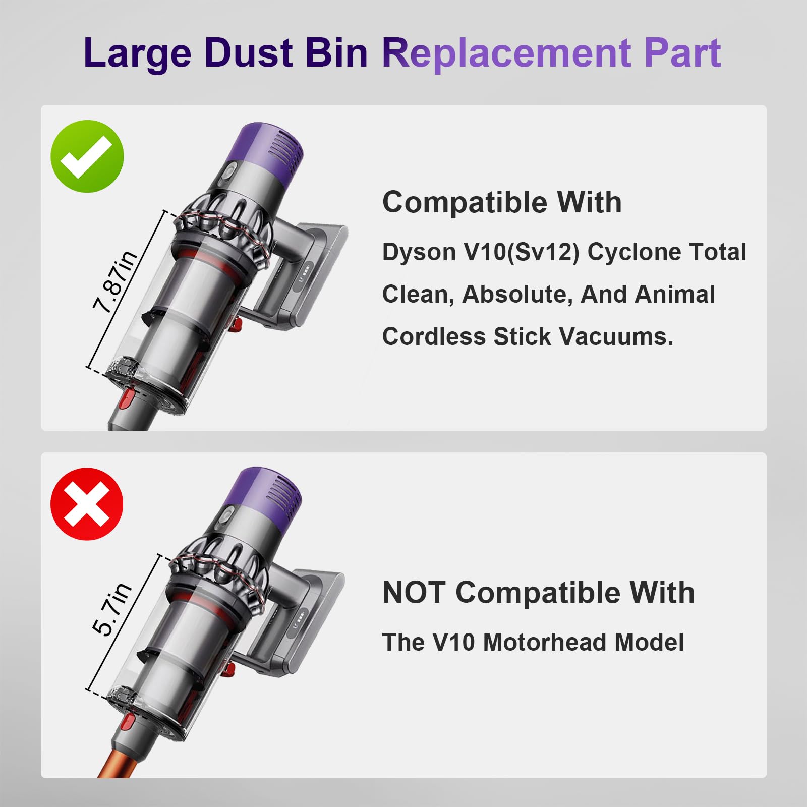 Close-up of large bin showing 4.45-inch diameter for precise fit.