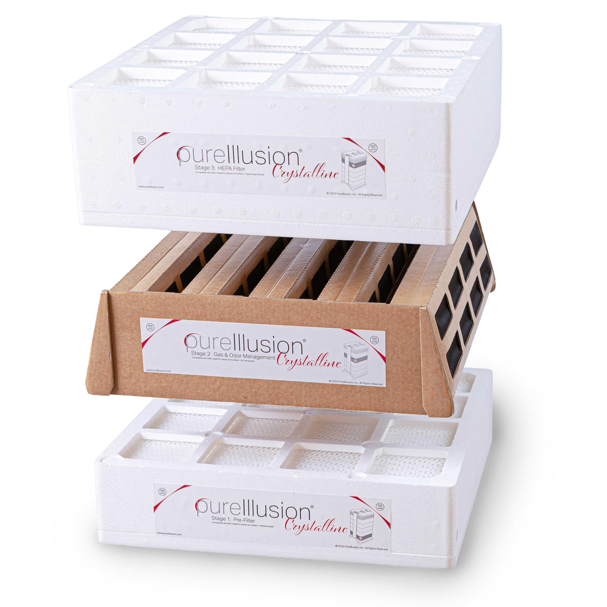 PureIllusion prefilter stage1 captures larger particles for cleaner indoor air.