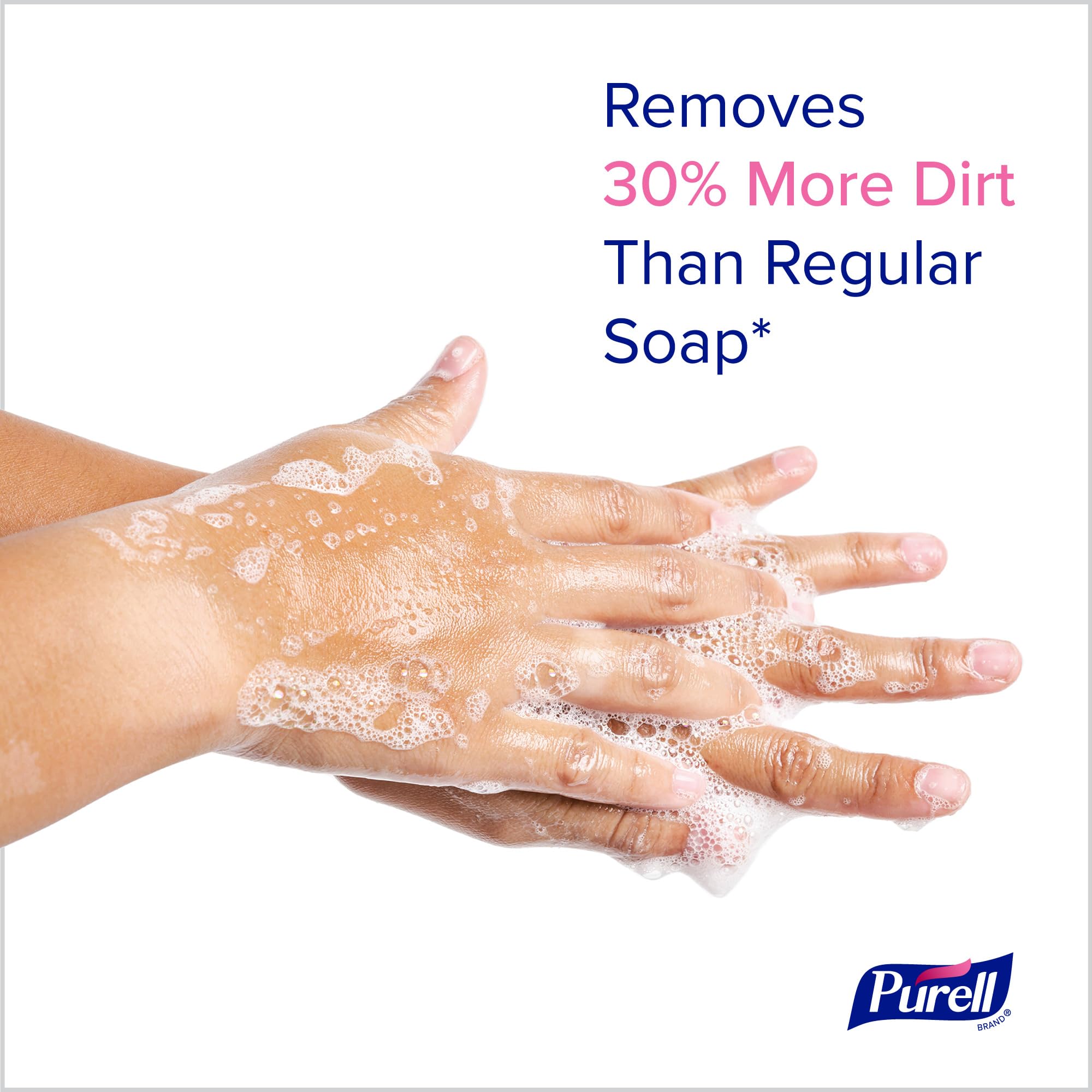Purell fragrance-free foam refill close-up emphasizes skin-friendly formula.
