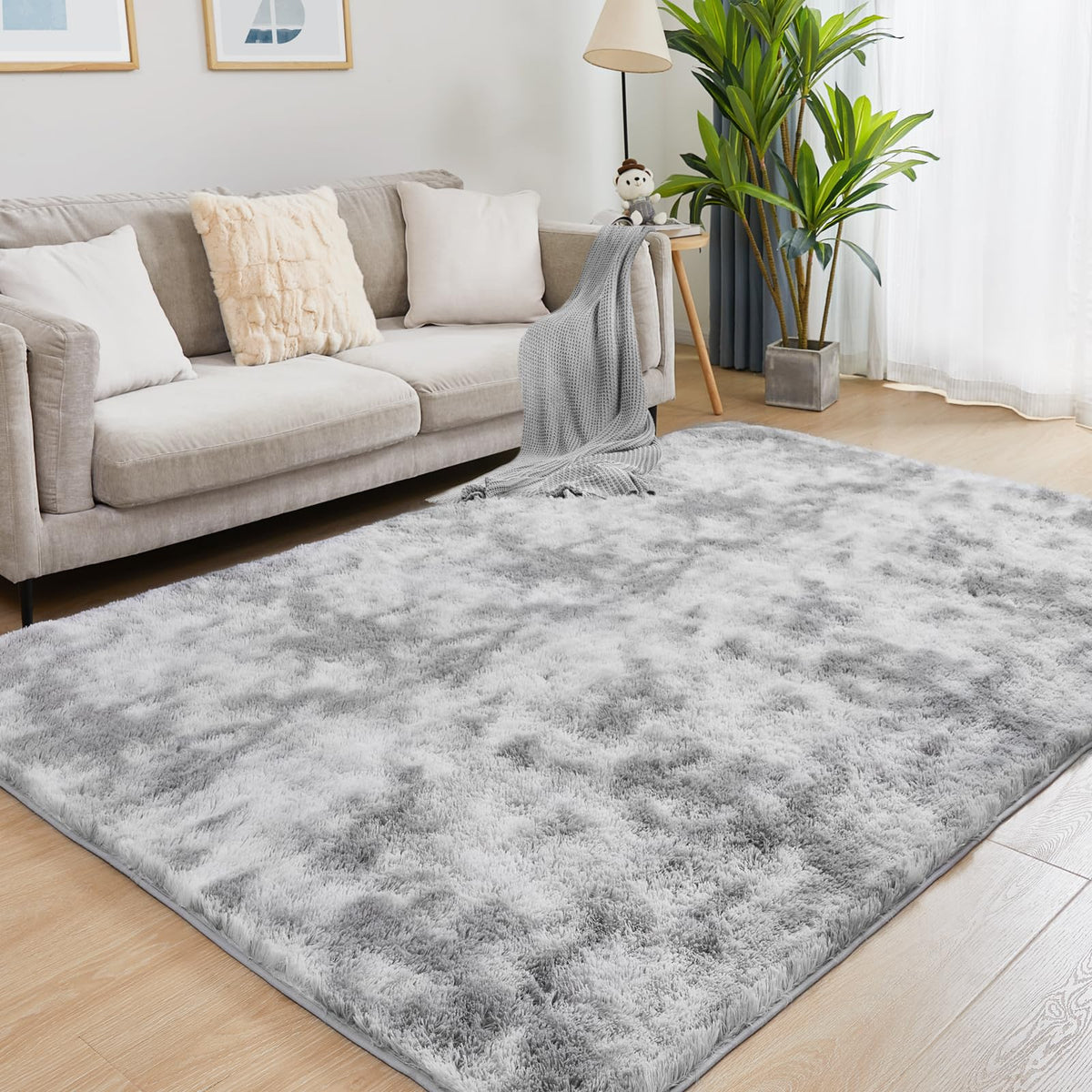 Puremy Ultra Soft Area Rug 5x7 overview adding cozy living room texture
