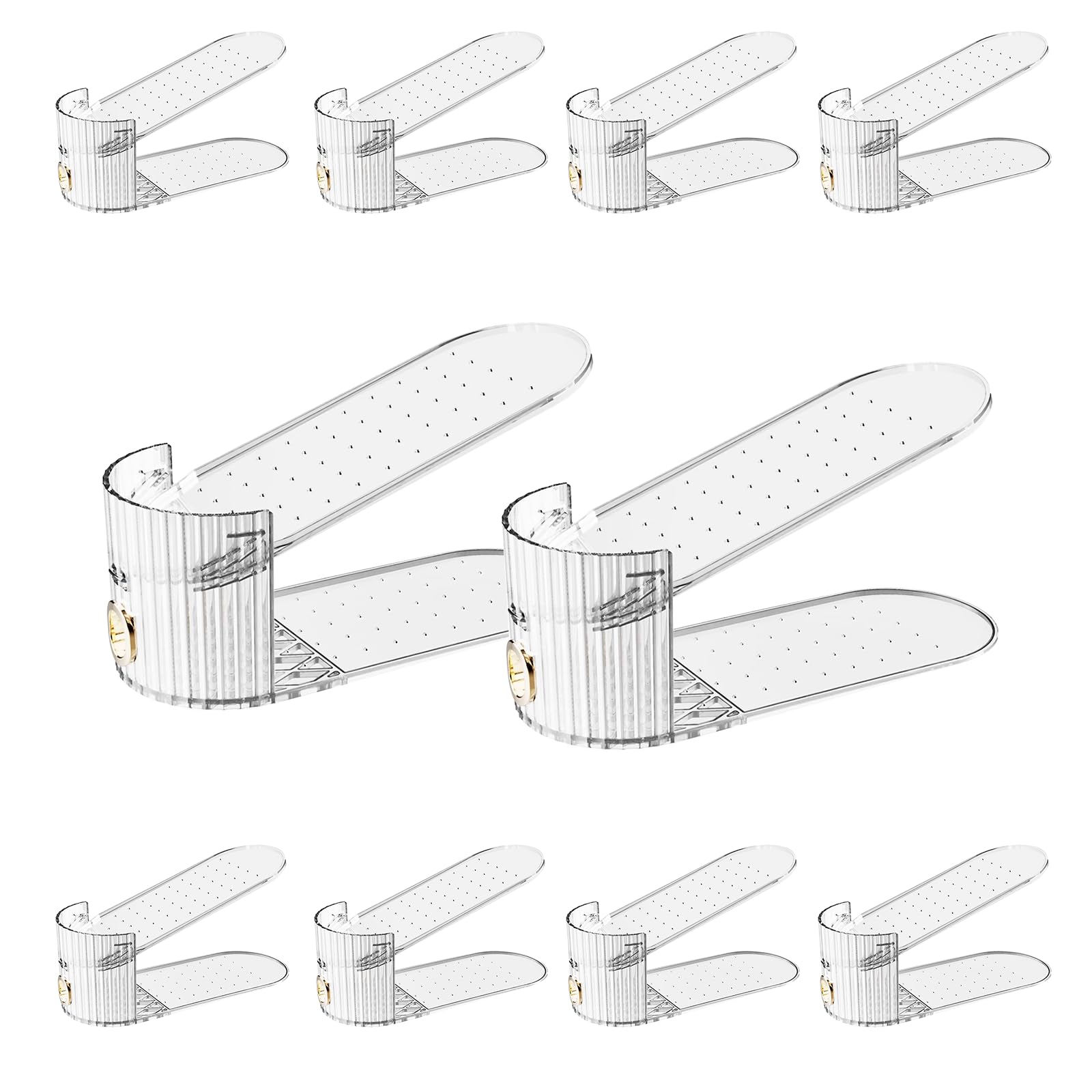 PureSprout shoe slot organizer double deck keeps shoes neatly stacked and accessible