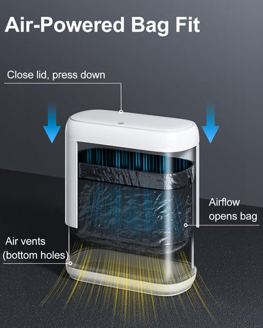 Purexa air-press bag expander in action for snug bag fit.