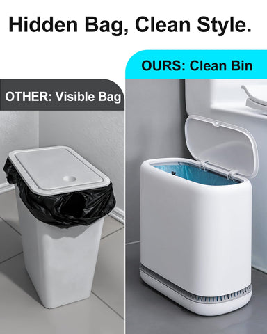 Purexa dual-concealed liner hides bag edges for a neater look.