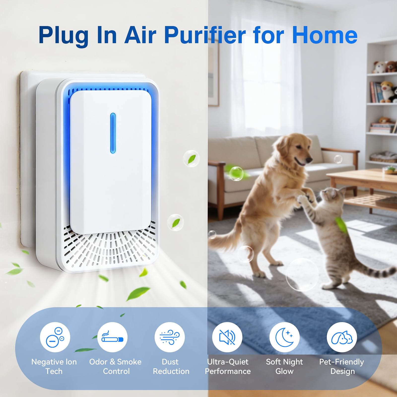 Purifyair compact air ionizer designed for bedrooms improves comfort.