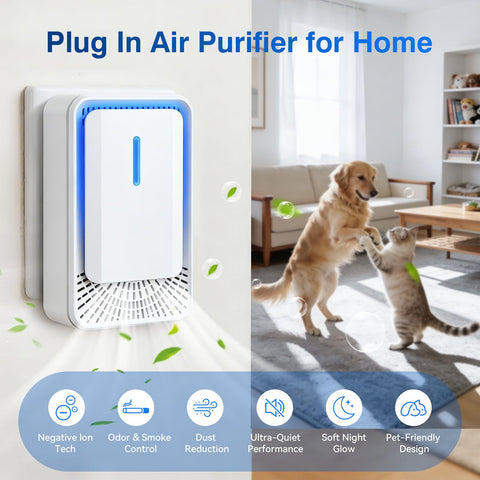 Purifyair compact air ionizer designed for bedrooms improves comfort.