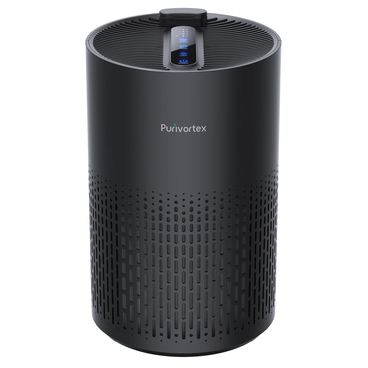 Purivortex PX500 Black front view showing compact, modern design for living rooms