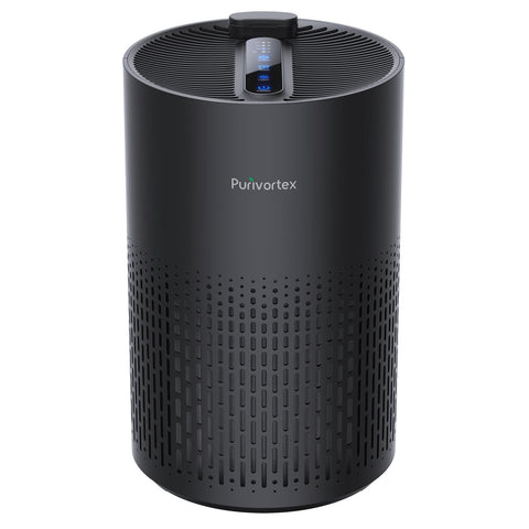 Purivortex PX500 Black front view showing compact, modern design for living rooms