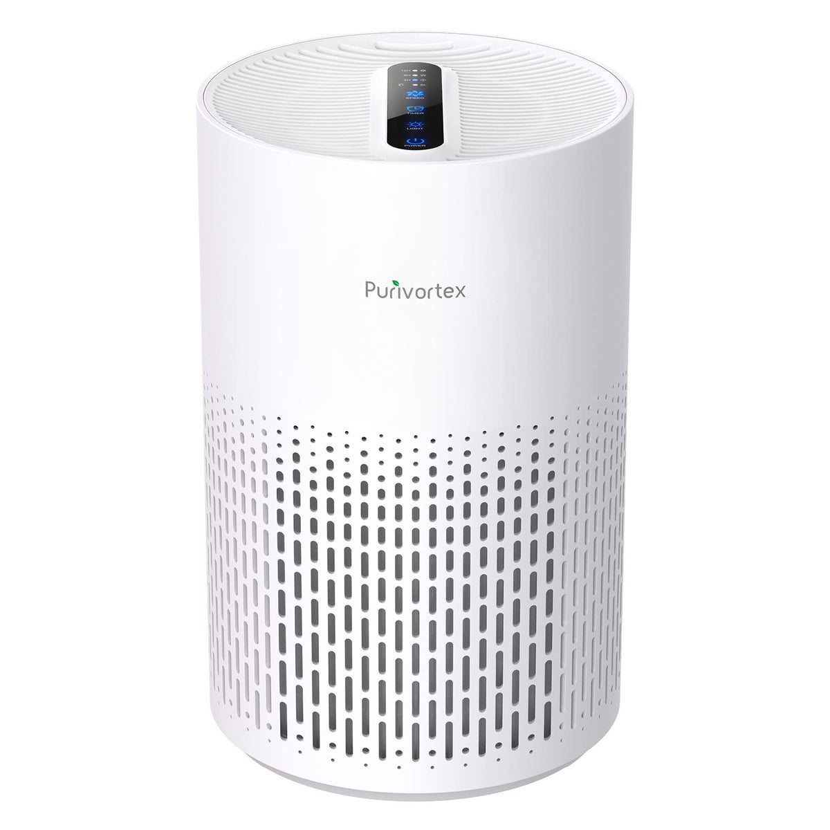 Purivortex PX500 white front view showing a compact air purifier for clean air.