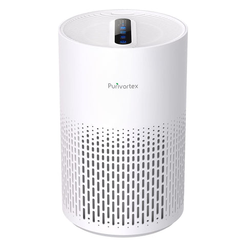 Purivortex PX500 white front view showing a compact air purifier for clean air.
