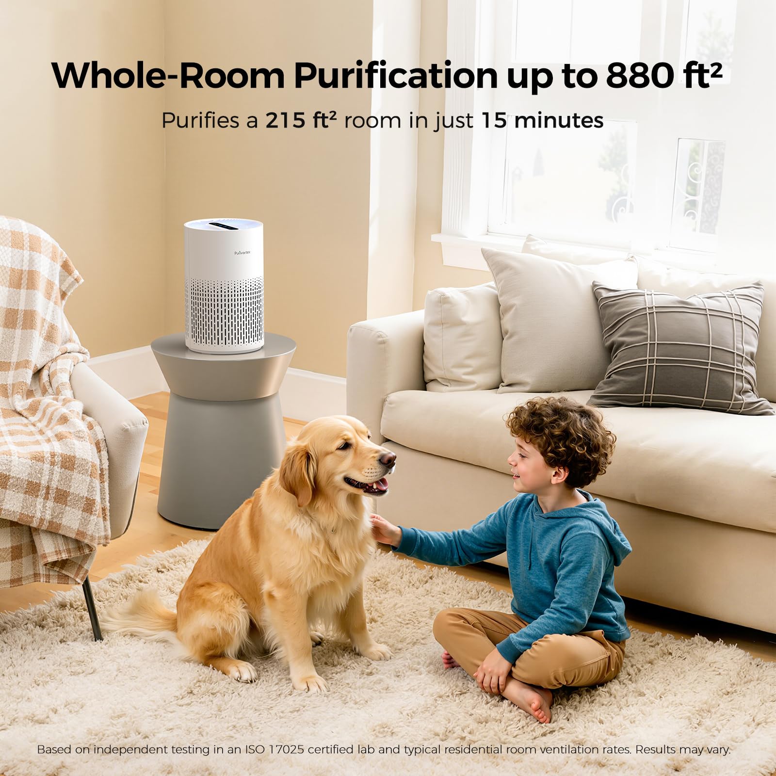 Purivortex PX500 white top view highlighting a sleek, space-saving design.