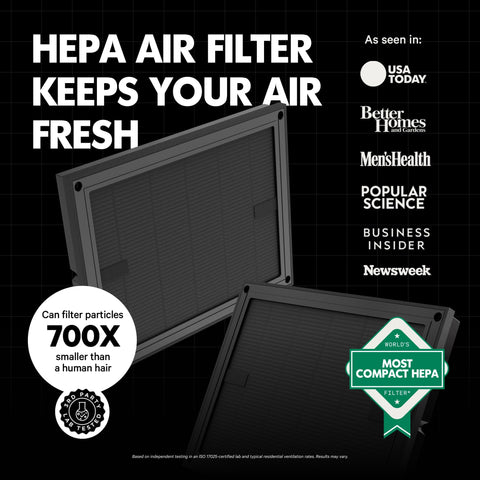Close-up of PuroAir 100i three-layer filtration system.