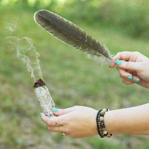 Purple Canyon smudge feather for guiding smoke with precision during rituals.