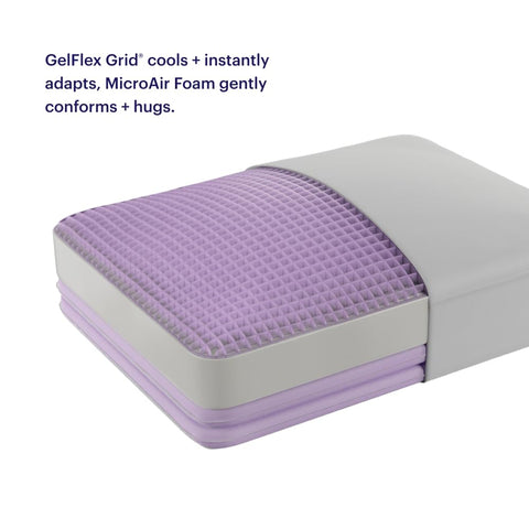 Purple DreamLayer Pillow on bed demonstrates a neat, inviting bedroom setup.