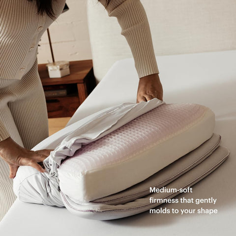 Purple DreamLayer Pillow packaging shows easy unboxing and quick setup.