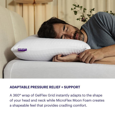 Purple Freeform Pillow microflex-moon-foam layer demonstrates responsive comfort with movement