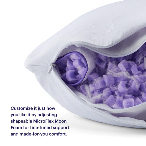 Purple Freeform Pillow neck-chambers-demo demonstrates targeted neck support options
