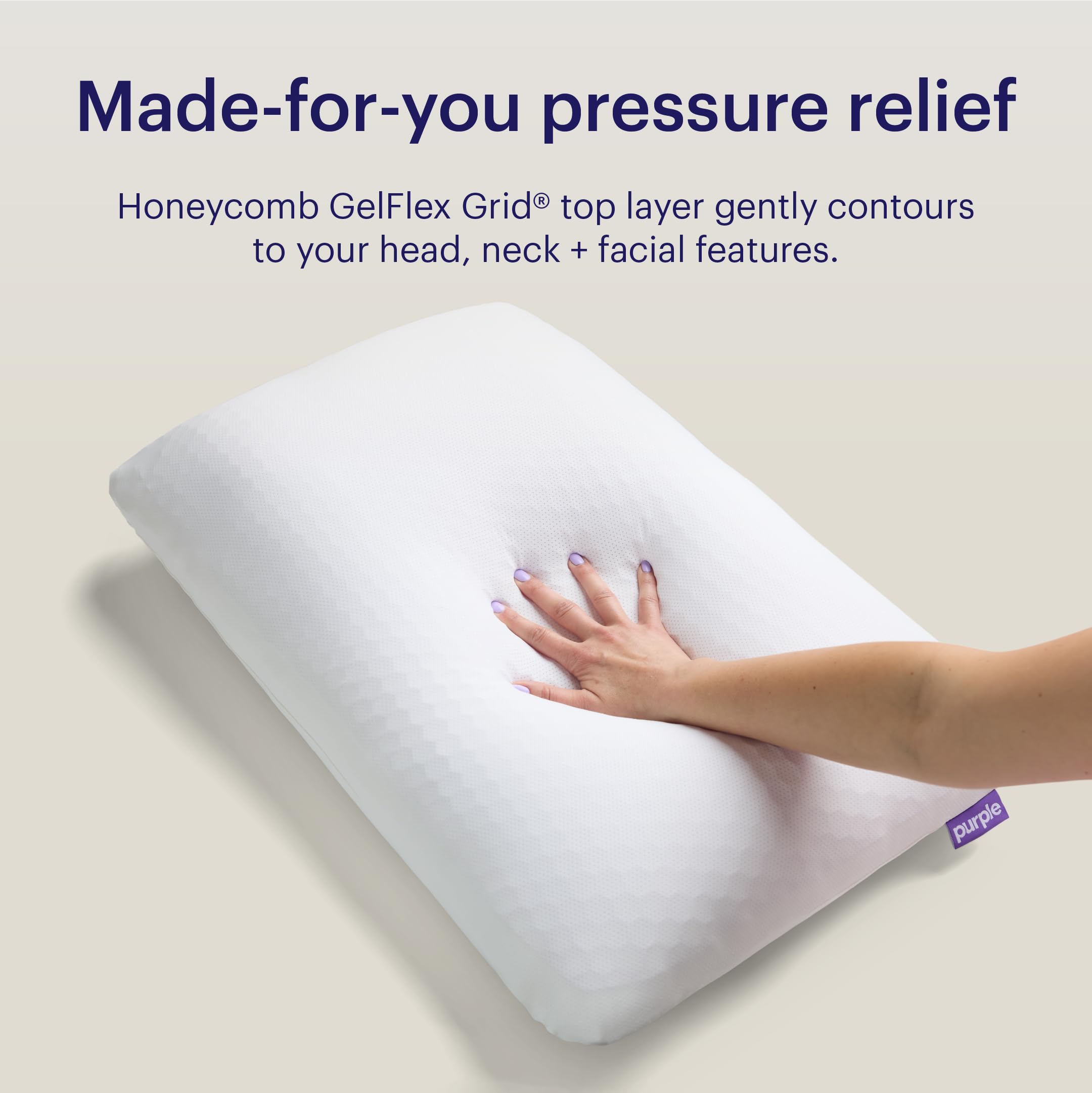 Purple GridCloud Pillow breathable moisture-wicking cover keeps you cool