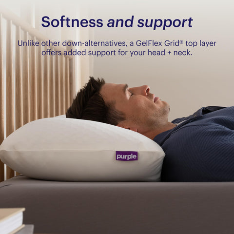 Purple GridCloud Pillow silicone coated fill stays airy and plush