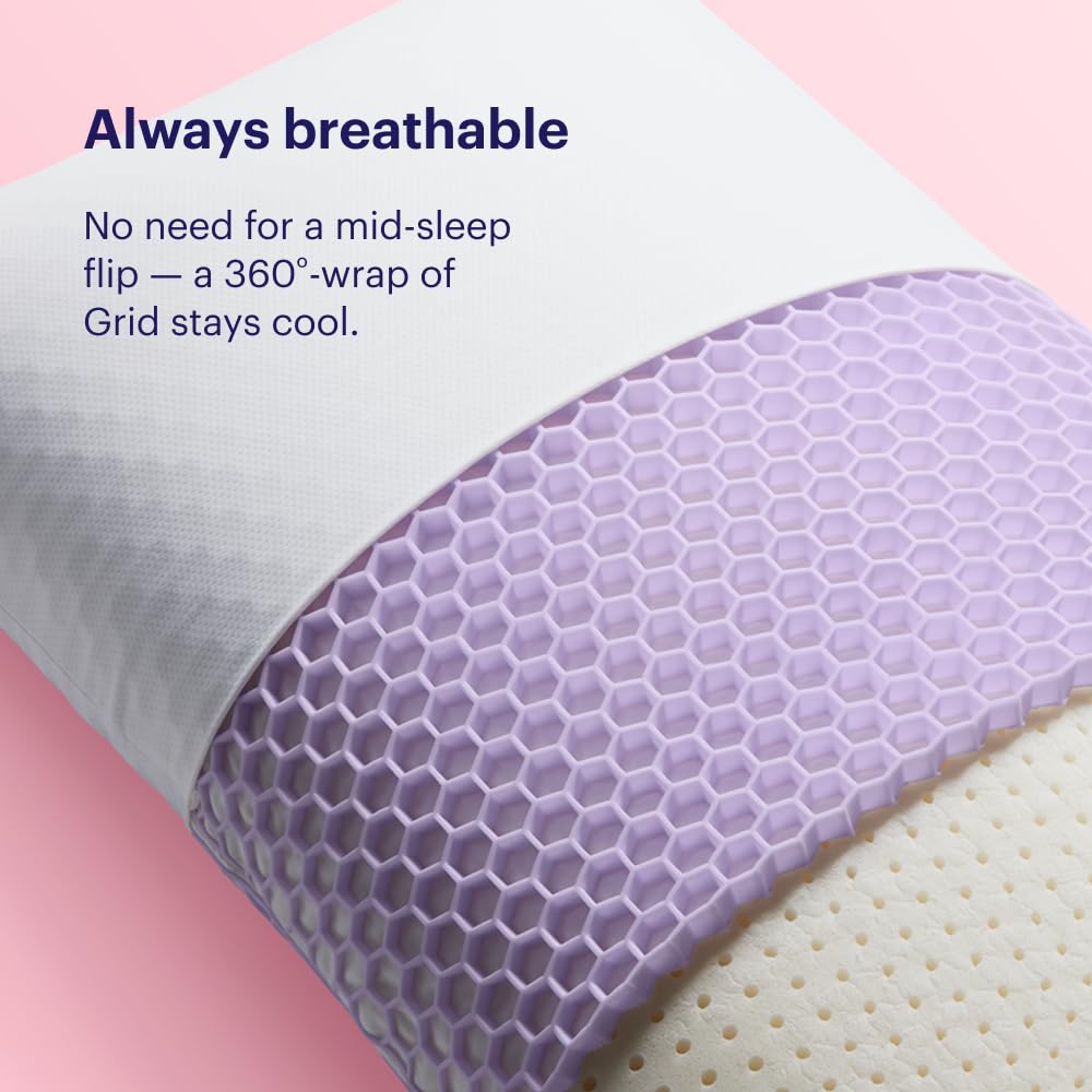 Purple Harmony Pillow supports head and neck alignment